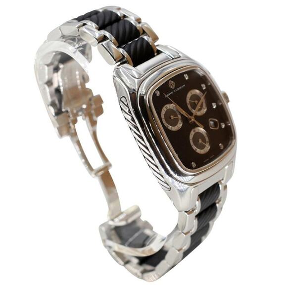 David Yurman Thoroughbred Carbon Chevron Automatic Chronograph Watch - Picture 3 of 10